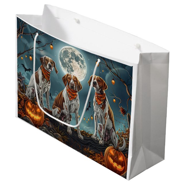 Treeing Walker Halloween Spooky Große Geschenktüte (Vorderseite Schrägansicht)
