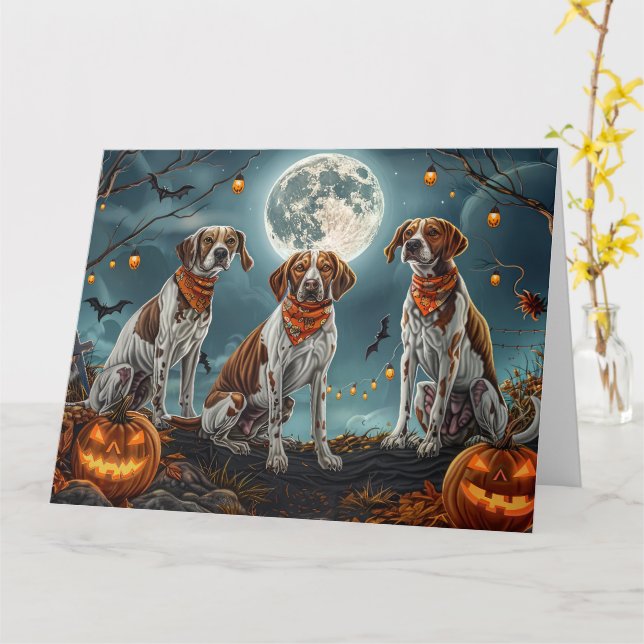 Treeing Walker Halloween Spooky Karte (Gelbe Blume)