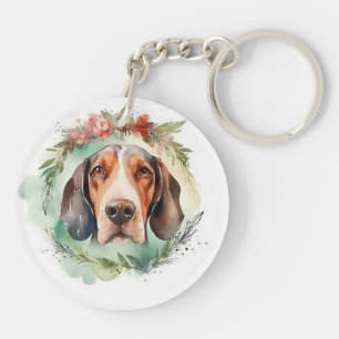 Treeing Walker Weihnachts-Kranz Festiver Hund Schlüsselanhänger