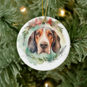 Treeing Walker Weihnachtskranz Festiver Hund Keramik Ornament