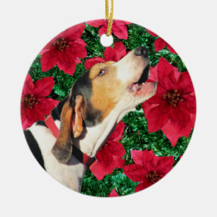 Treeing Wanderercoonhound-Poinsettias Keramikornament