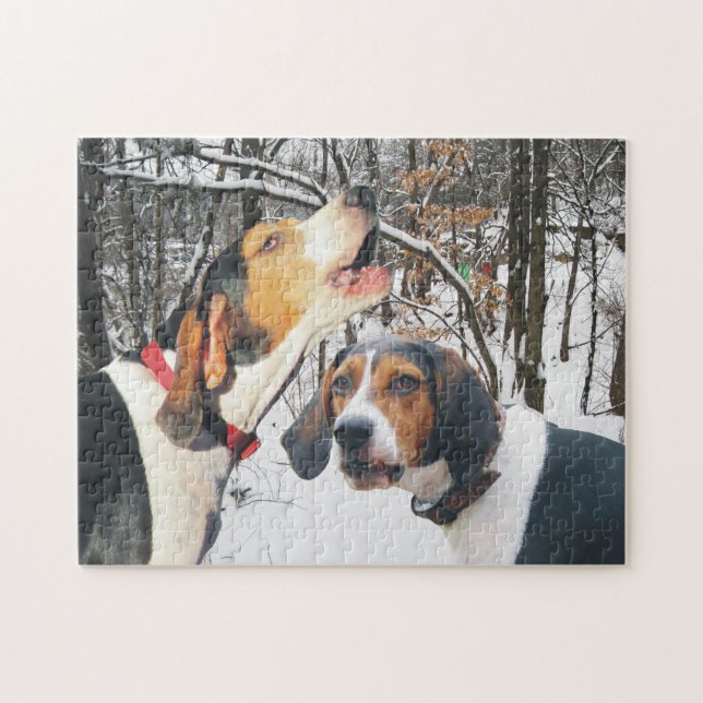 Treeing WandererCoonhounds in Snowy-Holz Puzzle (Horizontal)