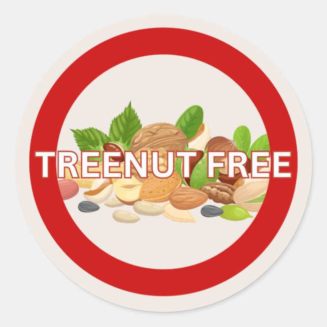 Treenut Free Food Allergy Alert Classic Runder Aufkleber (Vorderseite)