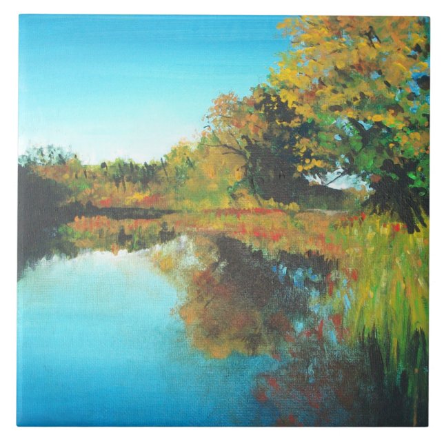 Trees Fall Landscape Frische Keramik Fliese (Vorderseite)