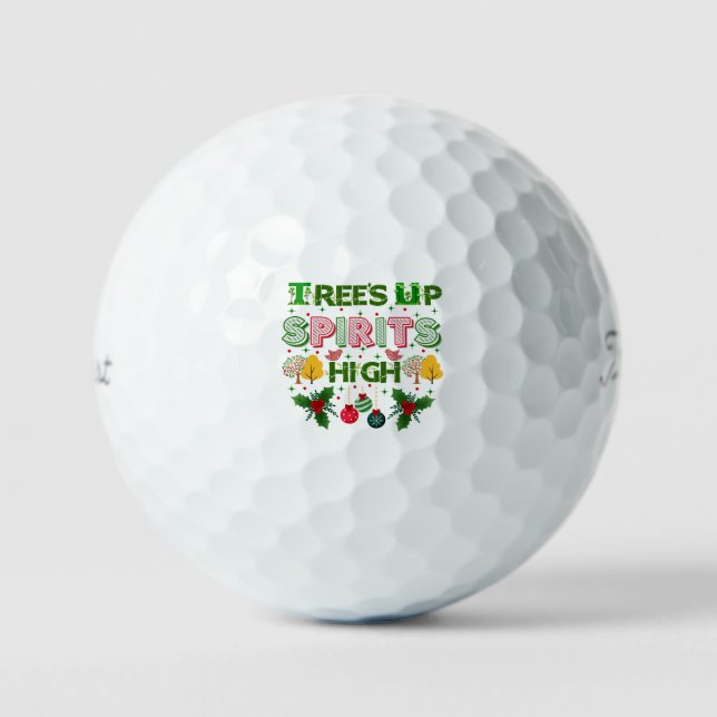 Trees up spirits high christmas holiday graphic golfball (Vorderseite)