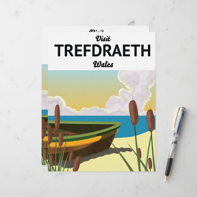 Trefdraht Reiseplakat am Meer Briefbogen (Vorderseite/Rückseite Beispiel)