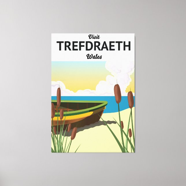 Trefdraht Reiseplakat am Meer Leinwanddruck (Vorderseite)