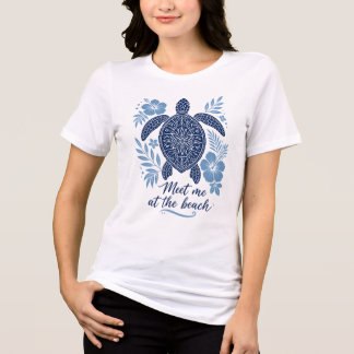 Treffe mich am Strand Meeresschildkröte Tropischer Tri-Blend Shirt