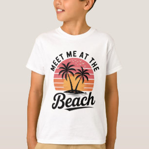 Treffe mich am Strand Sonnenuntergang Tropischer S T-Shirt