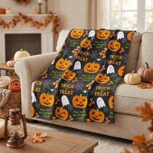 Treffe mich auf dem Kürbisfeld Süßes Halloween Fleecedecke