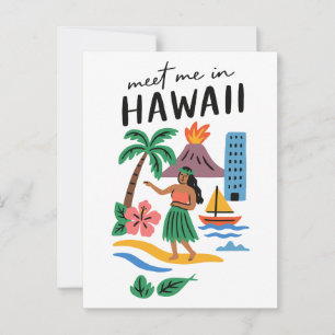 Treffe mich in Hawaii Tropische Hula-Tänzerin Stra Postkarte