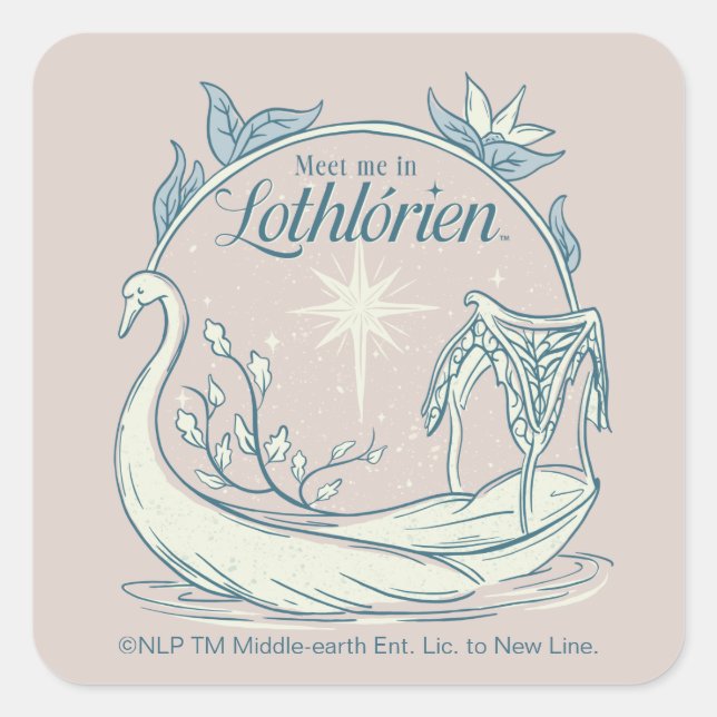 Treffe mich in LOTHLORIEN™ - Schwanenboot Quadratischer Aufkleber (Vorderseite)