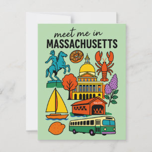 Treffe mich in Massachusetts Boston Hummer Retro Postkarte