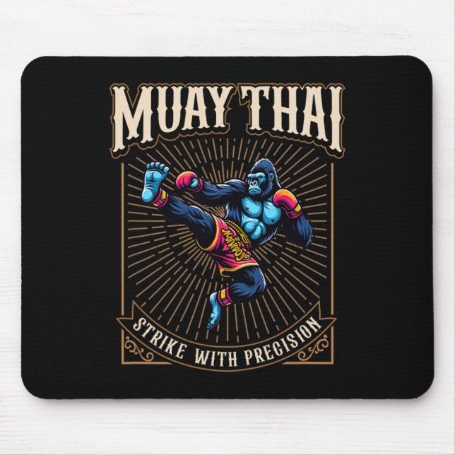 Treffe mit Präzision - Cooler Muay Thai Gorilla Ki Mousepad (Vorne)