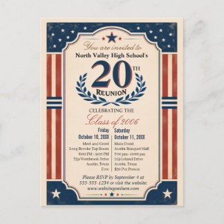 Treffen der 20. Abiturklasse Americana Rot Weiß Postkarte