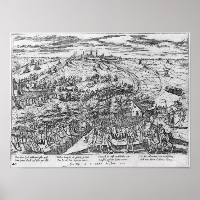 Treffen der Protestanten im Freien rund um Antwerp Poster (Vorne)