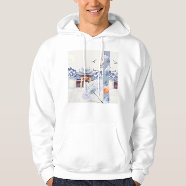 Treffen im Tempel: Der Seidenschirm Hoodie (Vorderseite)