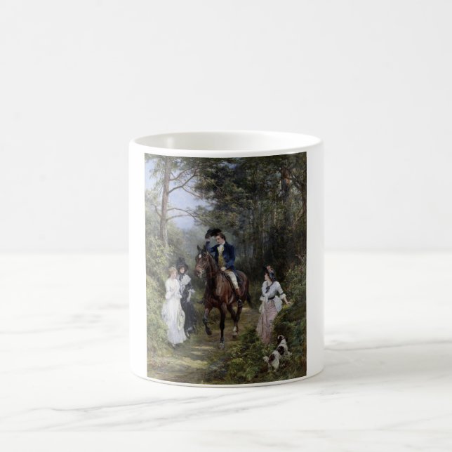 Treffen im Wald (von Heywood Hardy) Kaffeetasse (Mittel)