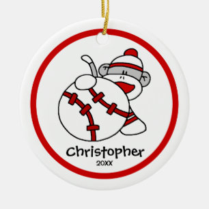 Treffen Sie Affe-Baseball-Jungen" Keramik Ornament