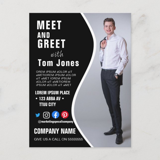 Treffen Sie BUSINESS Custom Logo Flyer Poster Post Postkarte (Vorderseite)