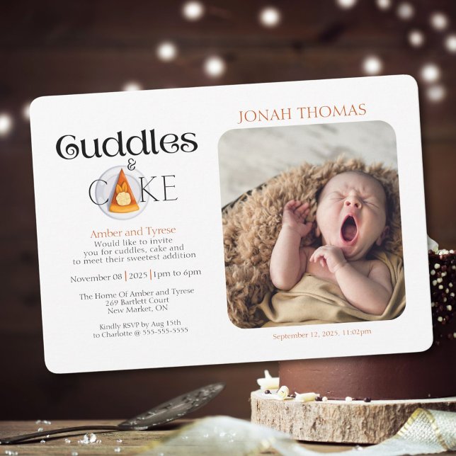 Treffen Sie das Baby: Sweet Cuddles & Cake Einladu Einladung (Cuddles and cake invitation to meet baby and share sweetness!)