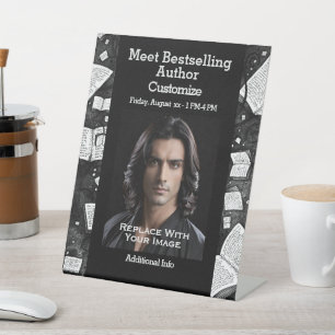 Treffen Sie den Autor Schwarzweiß-Bücher Sockelschild