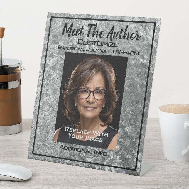 Treffen Sie den Autor Silver Texture Sockelschild (In Situ)