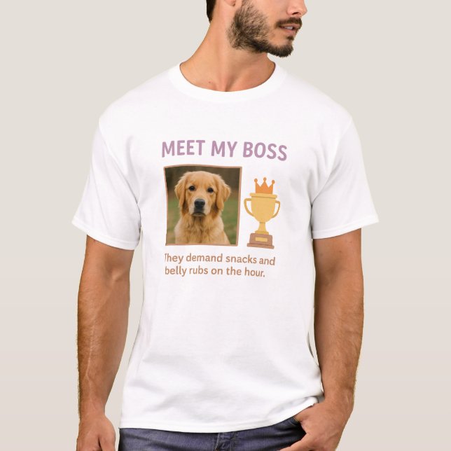 Treffen Sie mein Boss- Funny Custom Pet Foto T-Shirt (Vorderseite)