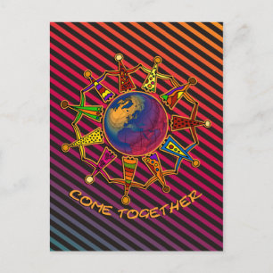 Treffen Sie Menschen Streifen schwarze Harmonie Postkarte