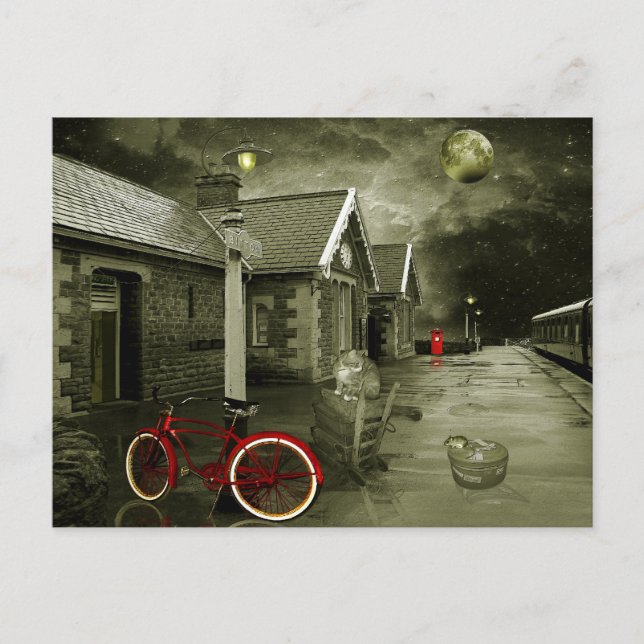 Treffen Sie mich am Bahnhof Postkarte (Vorderseite)