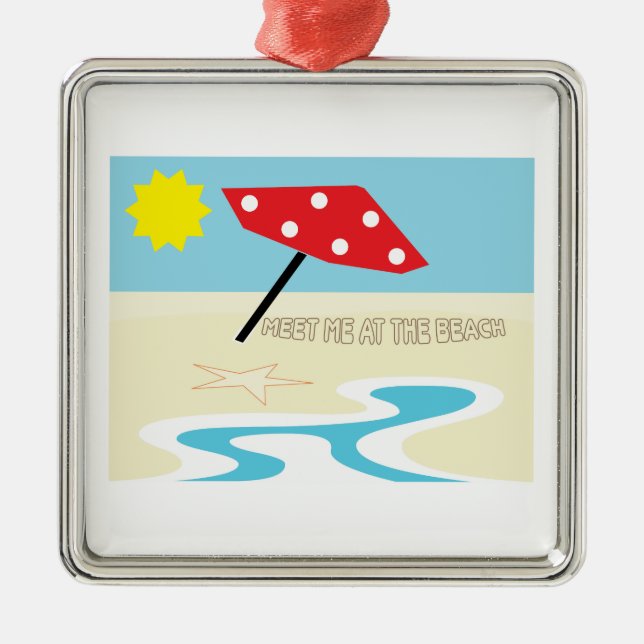Treffen Sie mich am Strand Silbernes Ornament (Vorne)