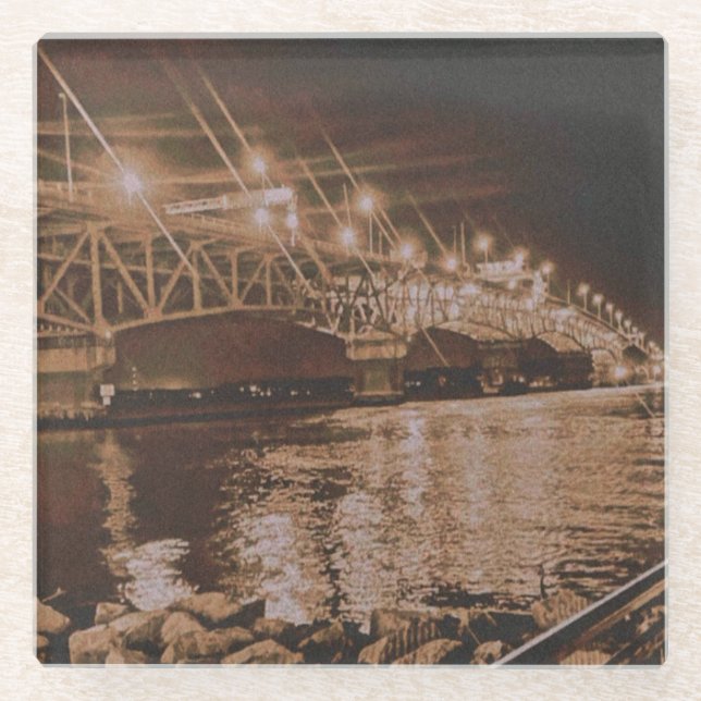 Treffen Sie mich an der Bucht Glasuntersetzer (Vorderseite)