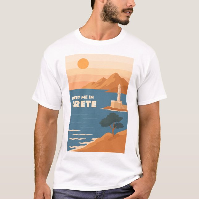 Treffen Sie mich auf Kreta: Minimalistischer Leuch T-Shirt (Vorderseite)