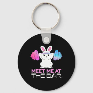Treffen Sie mich im Bar Barbell Bunny Funny Exerci Schlüsselanhänger