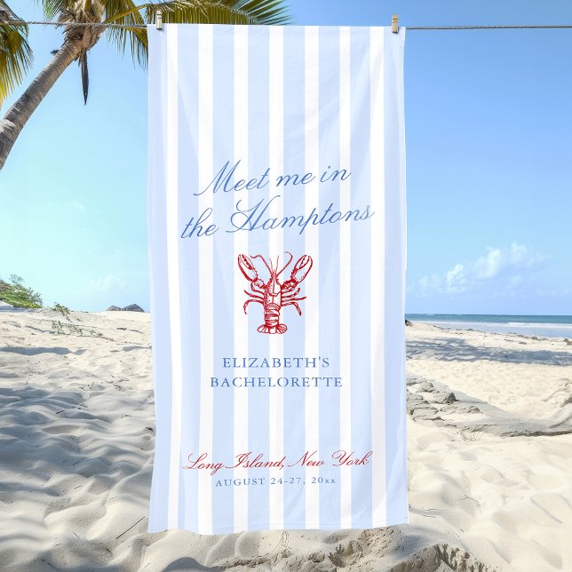 Treffen Sie mich im Hamptons Junggesellinnenabschi Strandtuch (Von Creator hochgeladen)