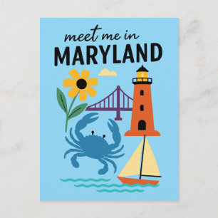 Treffen Sie mich im Maryland Leuchtturm Retro East Postkarte