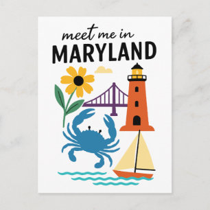 Treffen Sie mich im Maryland Leuchtturm Segelboot Postkarte