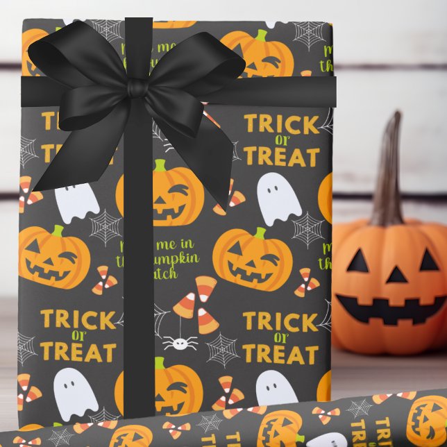 Treffen Sie mich im Pumpkin Patch Fun Halloween Geschenkpapier (Meet Me In The Pumpkin Patch Fun Halloween Wrapping Paper)