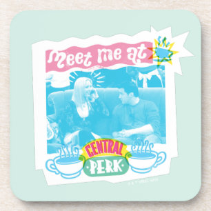 Treffen Sie mich im zentralen Perk Neon Graphic Getränkeuntersetzer