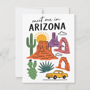 Treffen Sie mich in der Arizona-Wüstenkaktus-Rotfe Postkarte