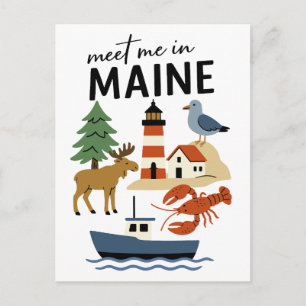 Treffen Sie mich in Maine Küstenneue England-Wildl Postkarte
