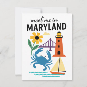 Treffen Sie mich in Maryland Lighthouse Sailboat E Postkarte