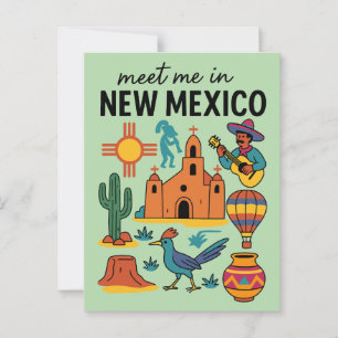 Treffen Sie mich in New Mexico Southwest Retro Postkarte