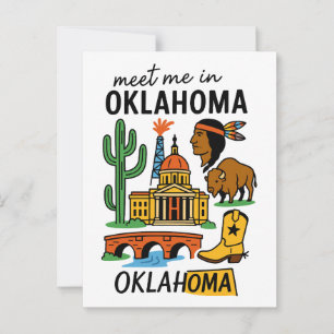 Treffen Sie mich in Oklahoma Native American Cowbo Postkarte