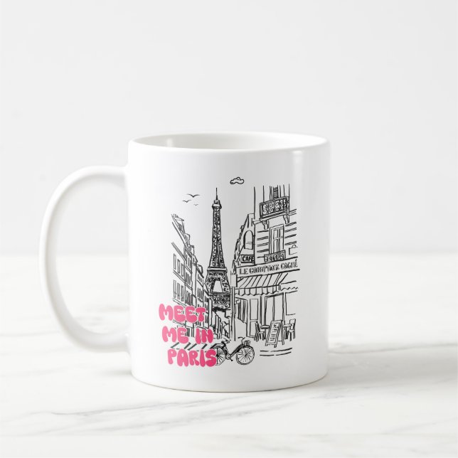 Treffen Sie mich in Paris – Eiffelturm Kaffeetasse (Links)