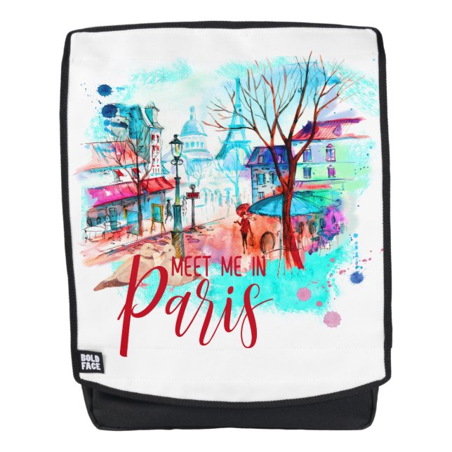 Treffen Sie mich in Paris Frankreich Eiffel Tower  Rucksack (Vorderseite)