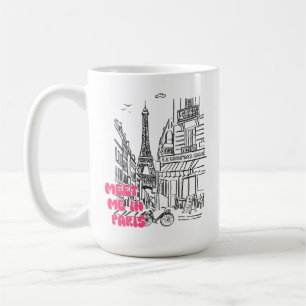 Treffen Sie mich in Paris Kaffee – Süßer rosa Eiff Kaffeetasse