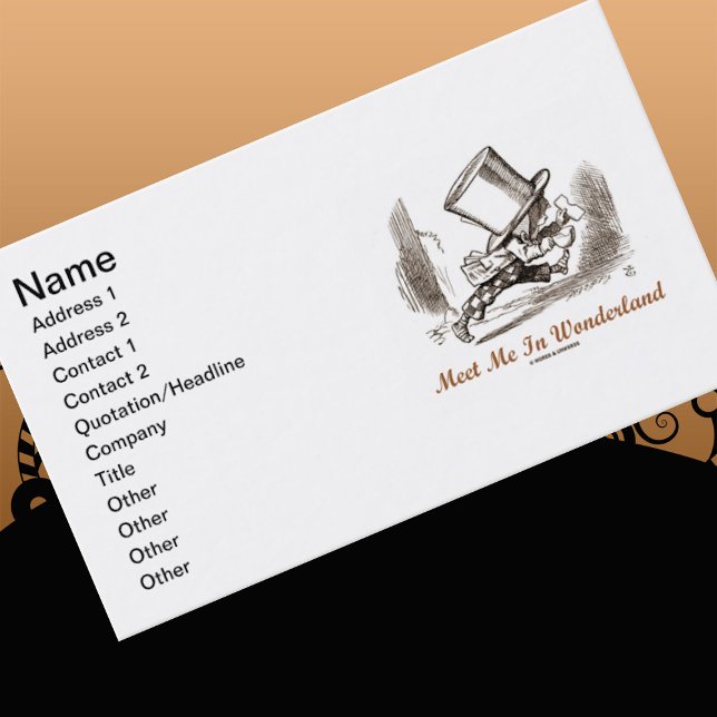 Treffen Sie mich in Wonderland (Mad Hatter Running Visitenkarte (Let your wry Wonderland attitude shine the next time you  introduce yourself with this biz card)