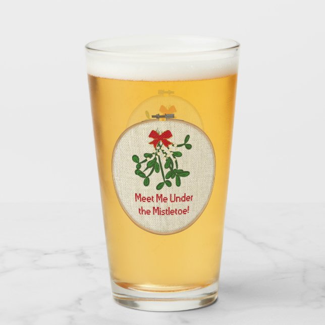 Treffen Sie mich unter dem Mistletoe | Christmas Glas (Vorne (Gefüllt))