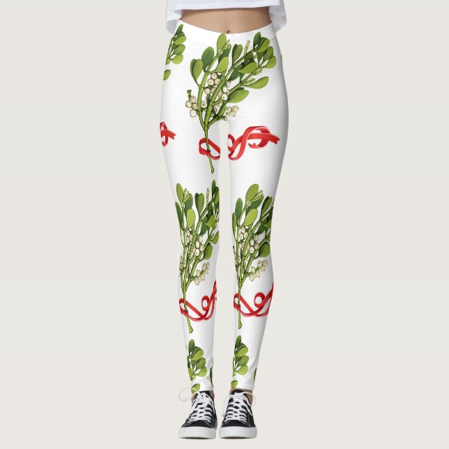 TREFFEN SIE MICH UNTER DEN MISTLETOE-CHRISTMAS LEGGINGS (Vorderseite)